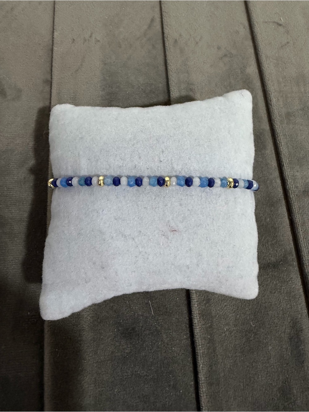 Baublebar Delicate Blue Beaded Stretch Bracelet with Gold Accents
